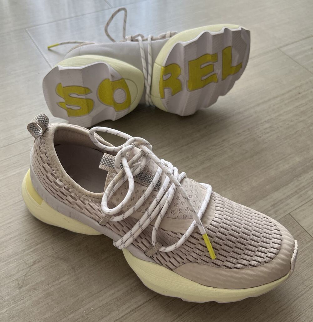 SOREL Kinetic Impact Lace Women’s Sneakers Dark Stone Moonstone Beige Yellow S 6
